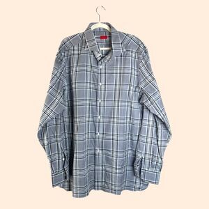 ISAIA Gray Plaid Button Down Dress Shirt